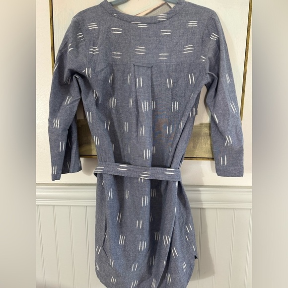 LILLA P Ikat Button Down Shirt Dress Blue Grey Size Small - Picture 7 of 9